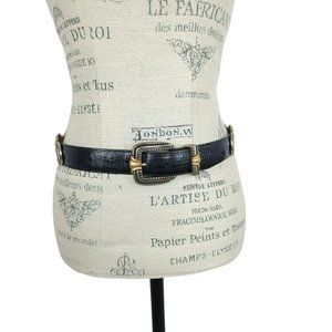 Vintage 90s Brighton Leather Metal Medallion Belt